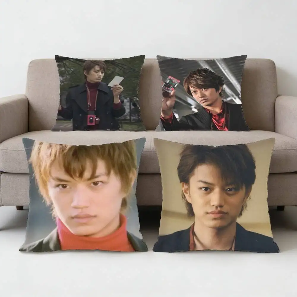 

Masked Rider DCD Tsukasa Kadoya Pillow Case Anti-dustmite Pillowcase Invisible zipper silky short plush Sofa cushion cover
