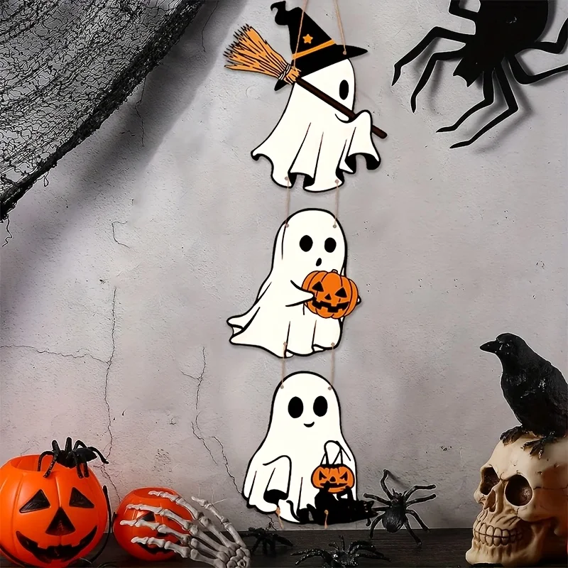 1/2pc Halloween Pumpkin Door Hanging,Ghost Pumpkin Pattern Pendant,Party Decoration,Halloween Party Supplie,Halloween Decoration