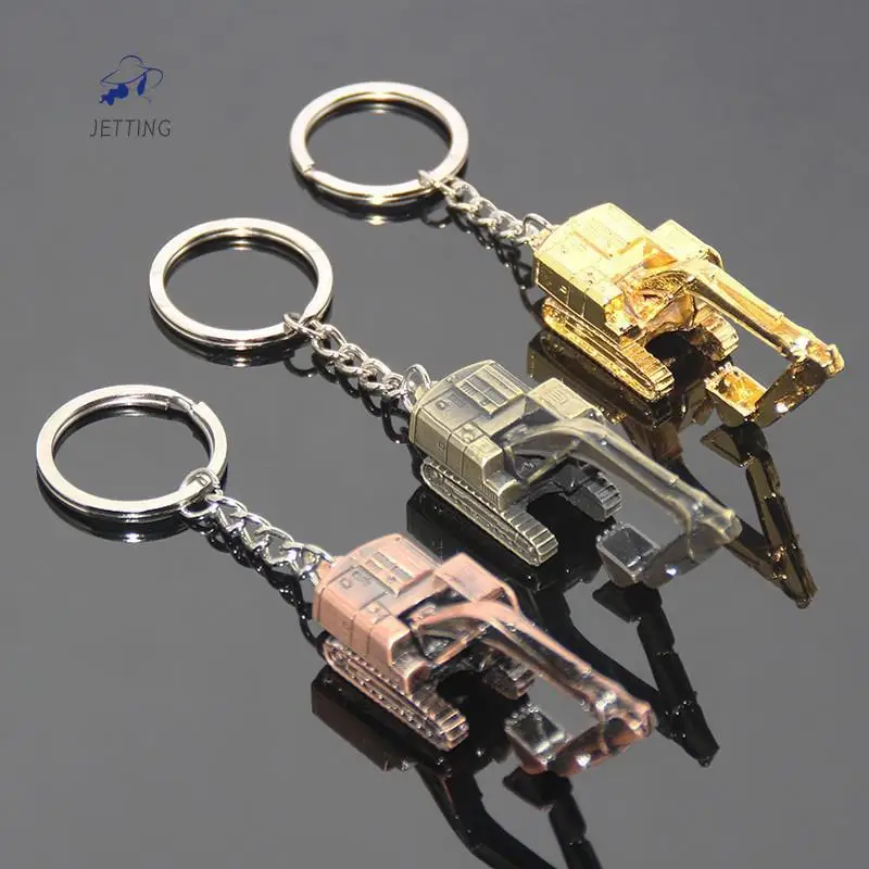 Creative Mini Metal Alloy 3D Excavator Keychain Pendant Accessory  Men Car KeyChain Women Kid Gift Jewelry Couple Toys Key Ring