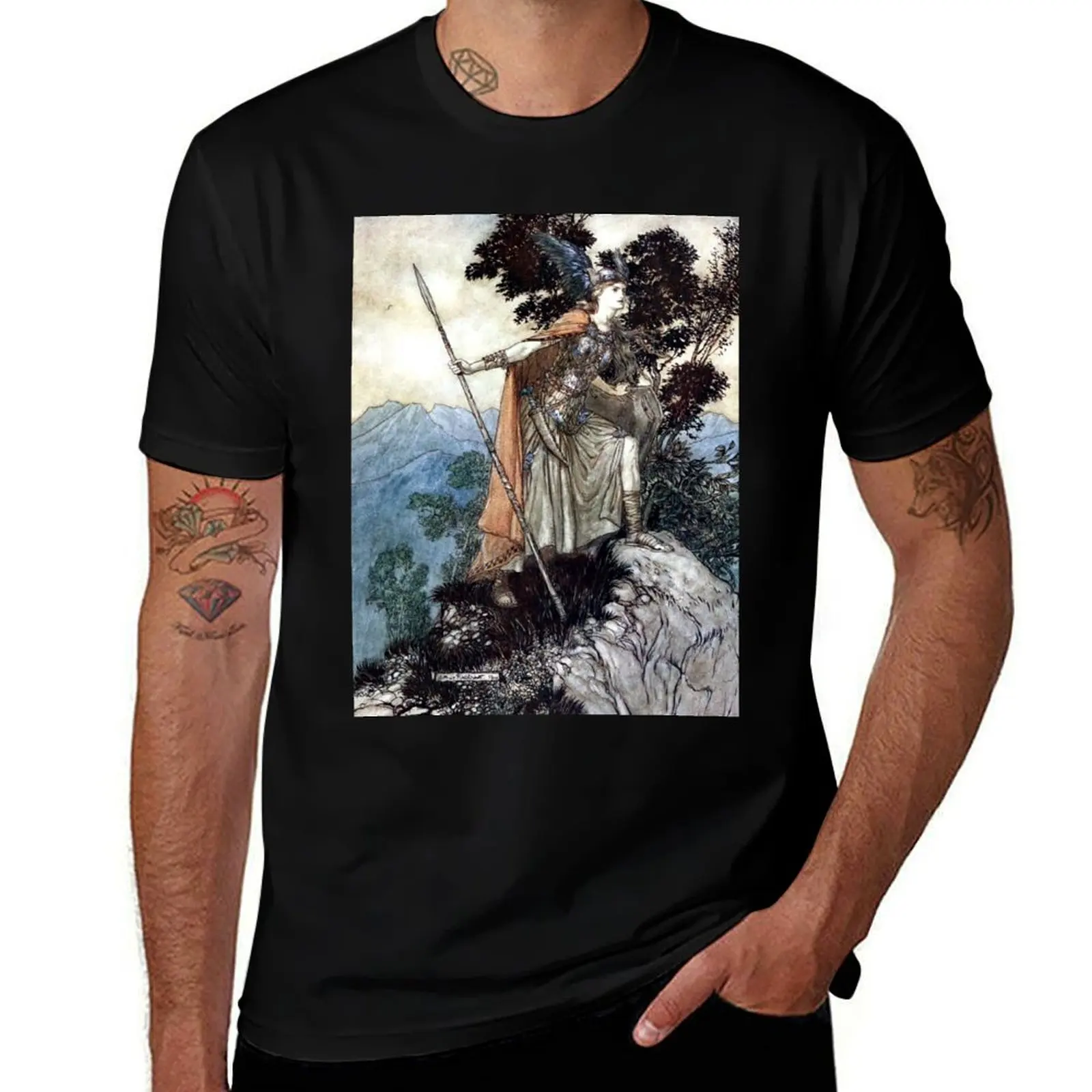 Brunhilde - Rhinegold and the Valkyries - Arthur Rackham T-Shirt Minimalist Graphic Tee Shirt