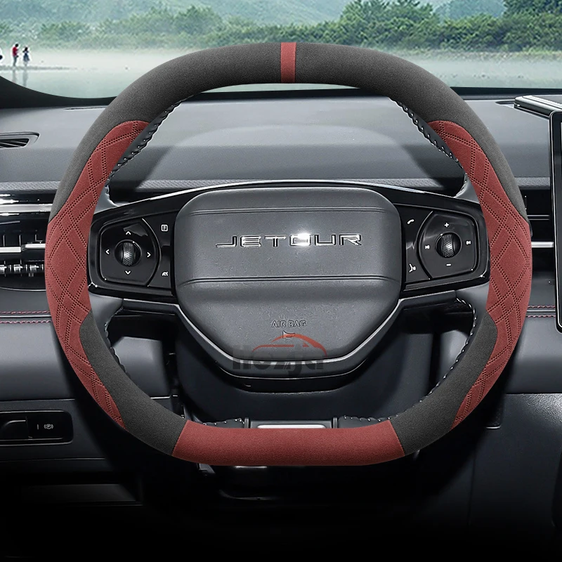 Suede Leather Car Steering Wheel Cover for Jetour Dashing Pro Plus Max 2021 2022 2023 2024 2025 Auto Interior Accessories