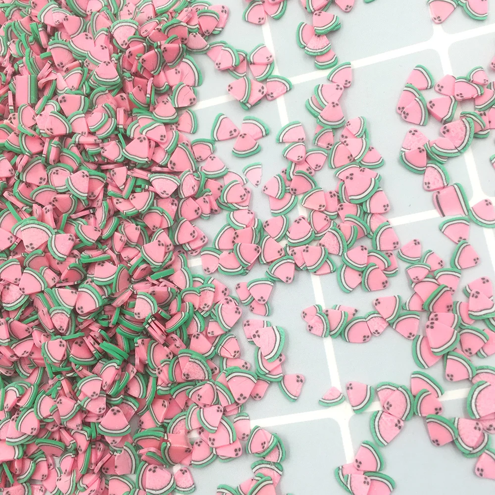 100g Polymer Hot Clay Fruit Sprinkles for Crafts Watermelon Slices DIY Slime Making Accessories Nail Art Decorations:5mm