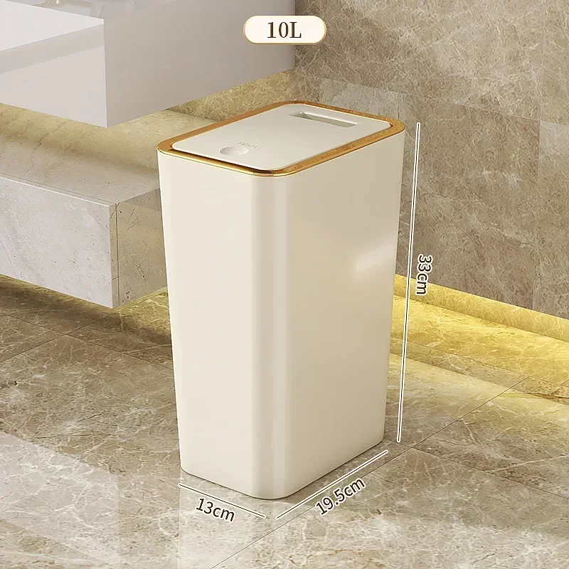 Bathroom Trash Can-10L Small Garbage Can with Press Top Lid for Toilet,Bedroom,Living Room – Plastic Wastebasket with Pop-up Lid