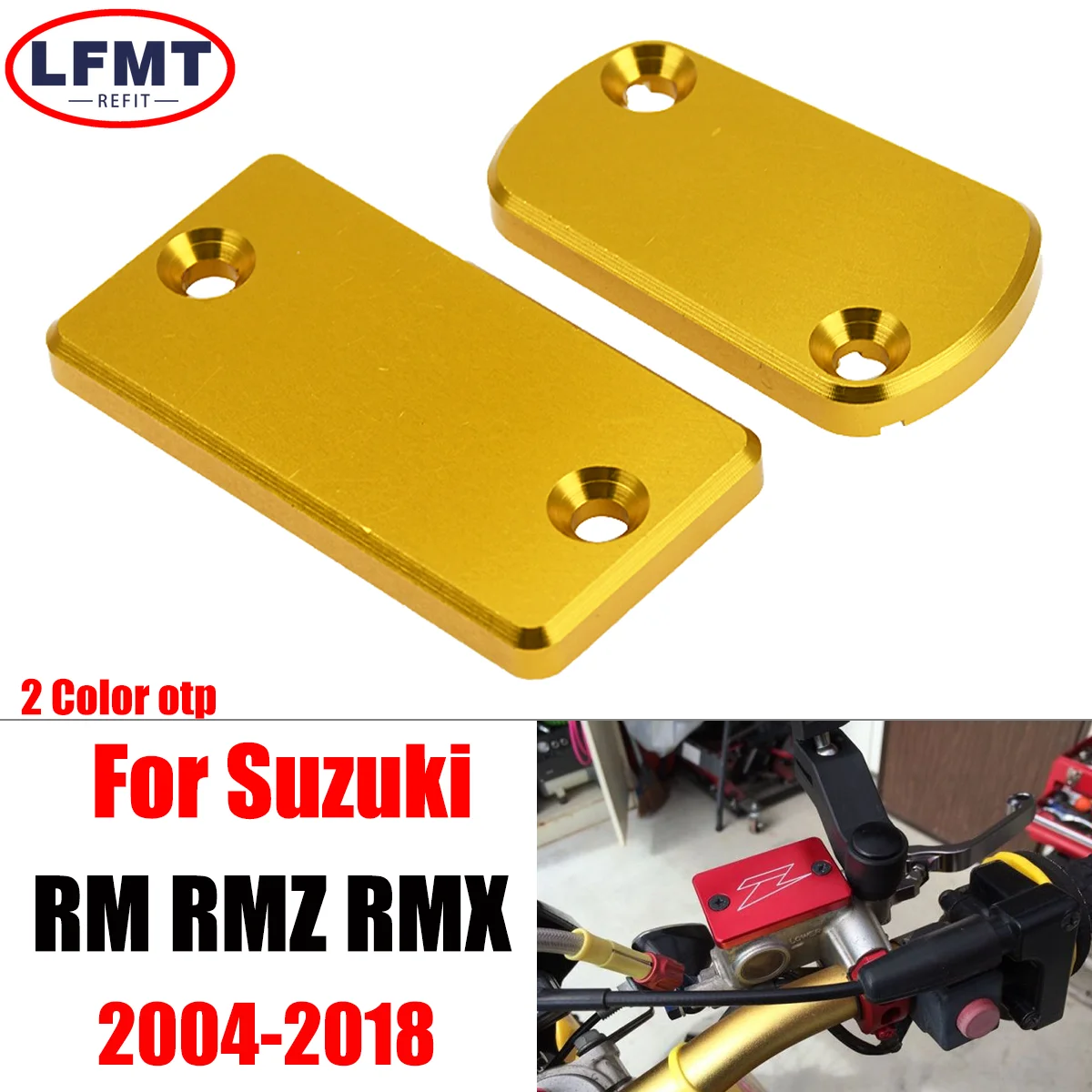 Motorcycle CNC Front Rear Brake Fluid Reservoir Cover For Suzuki RM125 RMZ250 RM250 RMZ450 RMX450Z 2004 2005 2006-2016 2017 2018