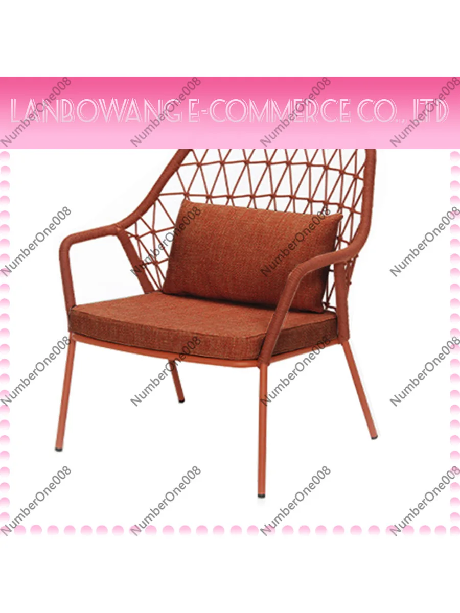 Nordic Outdoor Rattan Chair Set of 3 Patio Furniture Pe Wicker Sofa with Table for Balcony Garden Villa Terrace