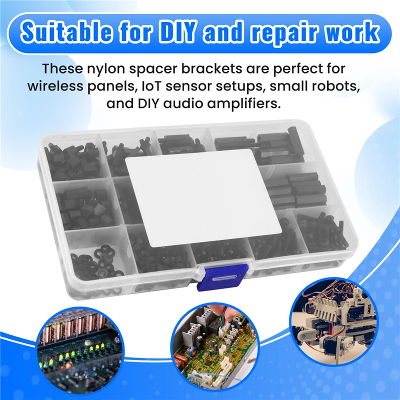 VEHO-Set completo di distanziatori in nylon da 600 pezzi - Viti distanziatrici M3 maschio e femmina per fissaggi dei circuiti stampati;