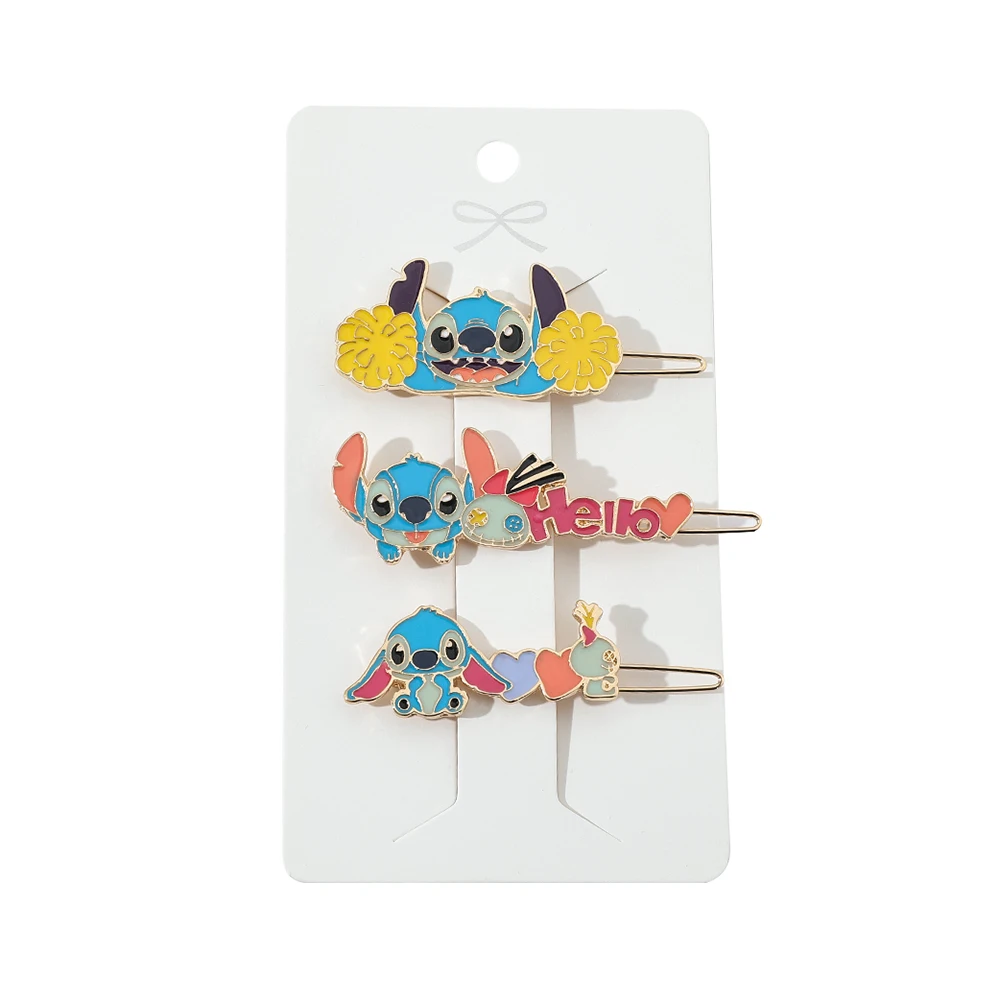 3pcs/set Lilo & Stitch Hairpins Kids Sweet Hair Ornament Clip Barrettes Fashion Hair Accessories