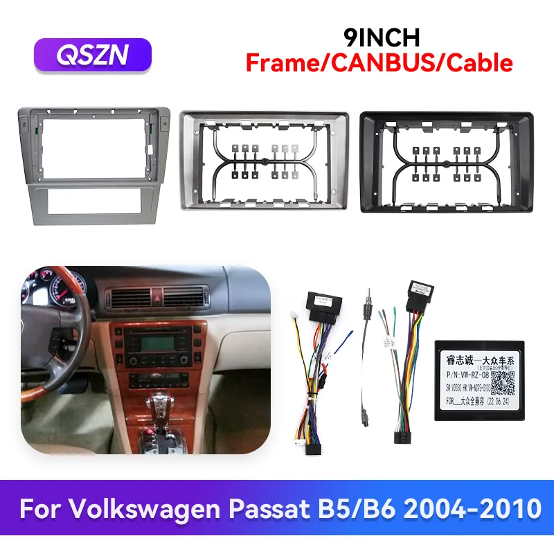 QSZN Canbus Cable VW For Volkswagen Passat B7 2004-2010 Car Radio Frame Auto Stereo Install Dash Panel Fascia Bezel Faceplate