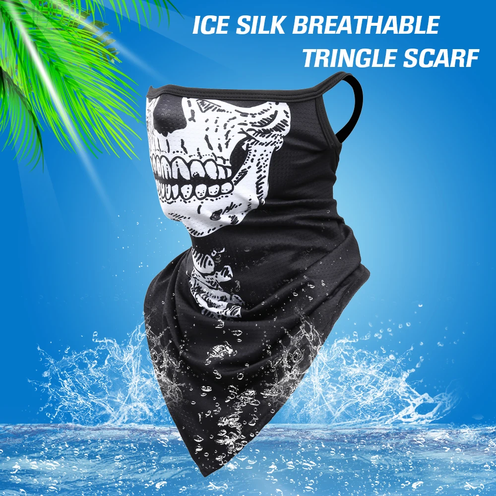 3D Skull Summer Bandana Hanging Ear Triangle Scarf Cycling Hiking Hunting Fishing Sports Bicycle Face Mask Neck Gaiter Men Women