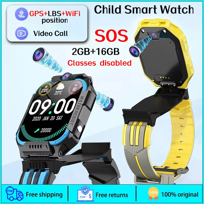 2024 ساعة ذكية للأطفال مع نظام تحديد المواقع 4G/WiFi مكالمة فيديو SOS كاميرا الوالدين والطفل في الوقت الحقيقي تتبع ساعة ذكية للبنين بنات 3-12 سنة