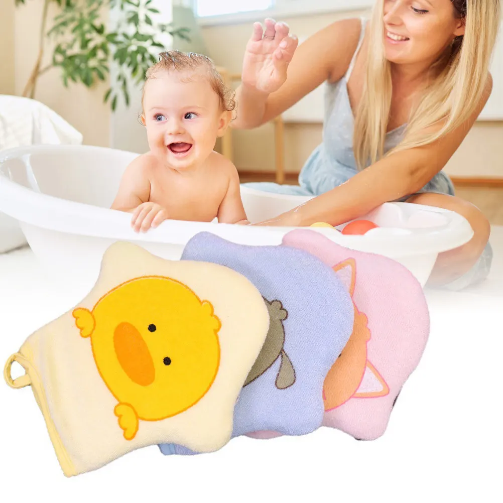 

4pcs Shower Sponge Cartoon Set Exfoliating Glove Bath Cleaning Cloth Newborn Foaming Body Skin Care
