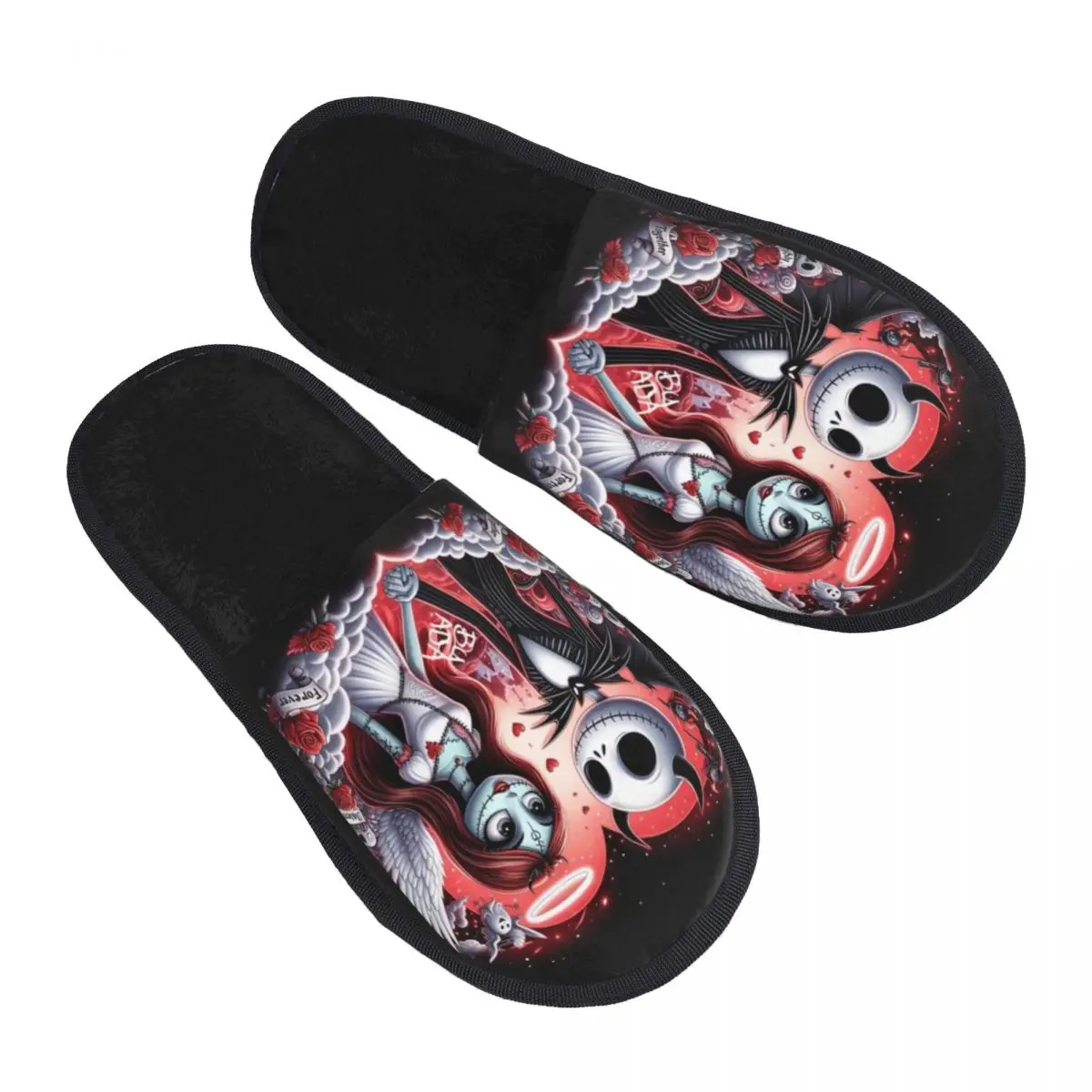 Pesadelo de Halloween personalizado antes do Natal casa chinelos para mulheres, Espuma De Memória Aconchegante, Jack Skellington Slip On, Sapatos Chinelo De Quarto