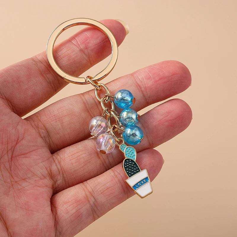 Aihua Niedlicher Wüstenpflanzen-Kaktus-Schlüsselanhänger für Damen und Herren, Schlüsselring, Taschenanhänger, DIY-Rucksackkette, Ringe, Schmuckgeschenke – Detail 4