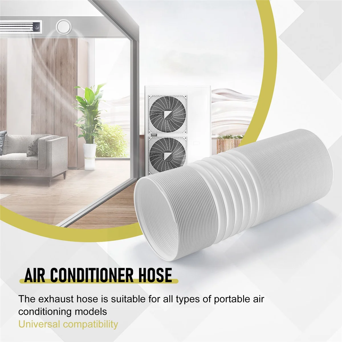 Tubulação flexível portátil da exaustão do condicionador de ar, ventilação do canal, tubulação da saída, diâmetro 15cm