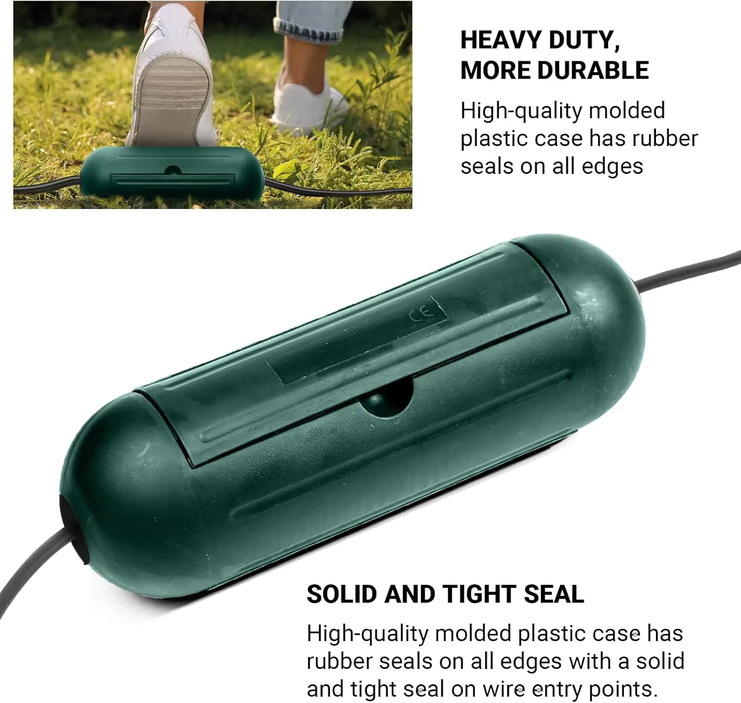 2 Pack Outdoor Extension Cord Cover Waterproof - Weatherproof Electrical Connection Box for Outdoor Outlet, Plug, Socket, Christmas Holiday Decoration, Power Tool, Green