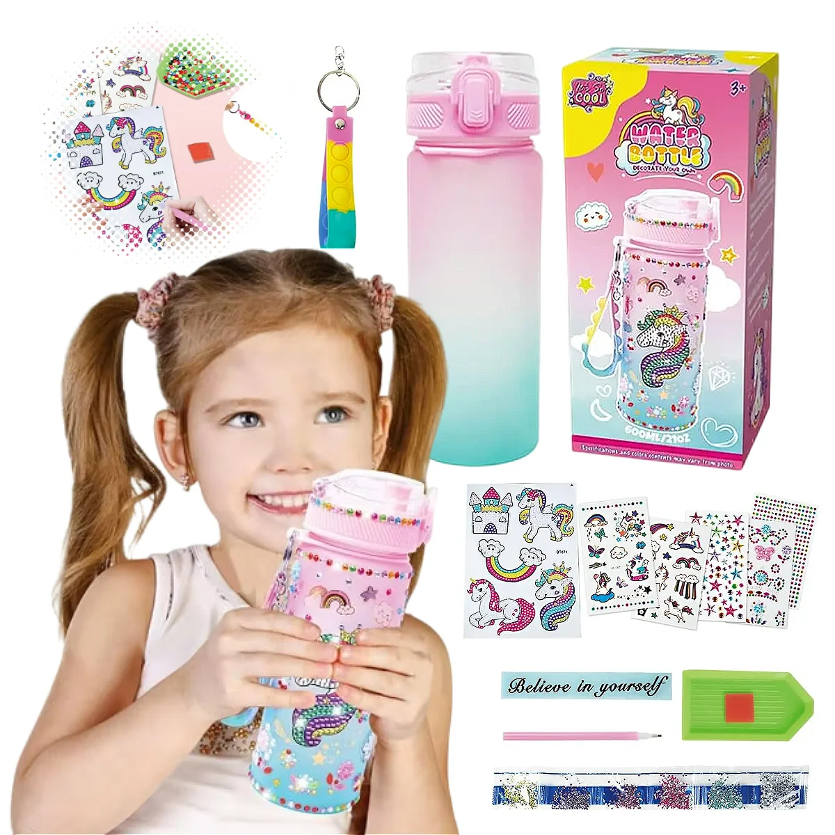 Gema de unicornio para niñas, Kits de pintura de diamantes, manualidades, juguetes, regalos de unicornio para niñas de 3 a 10 años, cumpleaños