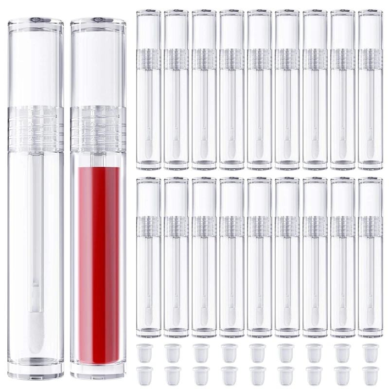 20/30/40pcs 5ml Round Clear Lip Gloss Tubes Packaging Box Customized Logo Lipstick Lipgloss Bottles Containers Cosmetic Package