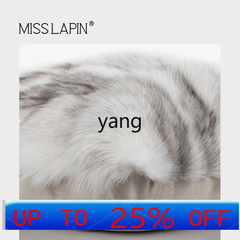 

CX Modern Minimalist Light Gray Fox Real Fur Pillow Light Luxury Living Room Backrest Pillow