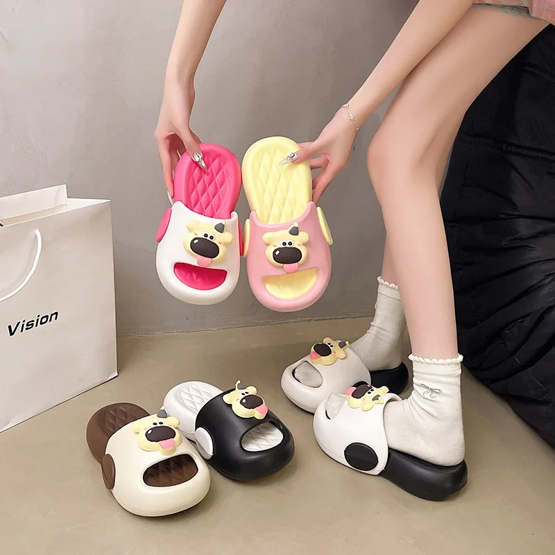 Women's Platform Slippers With Dog Design, Luxury, Soft Sole For Summer Home & Beach_voghion.com