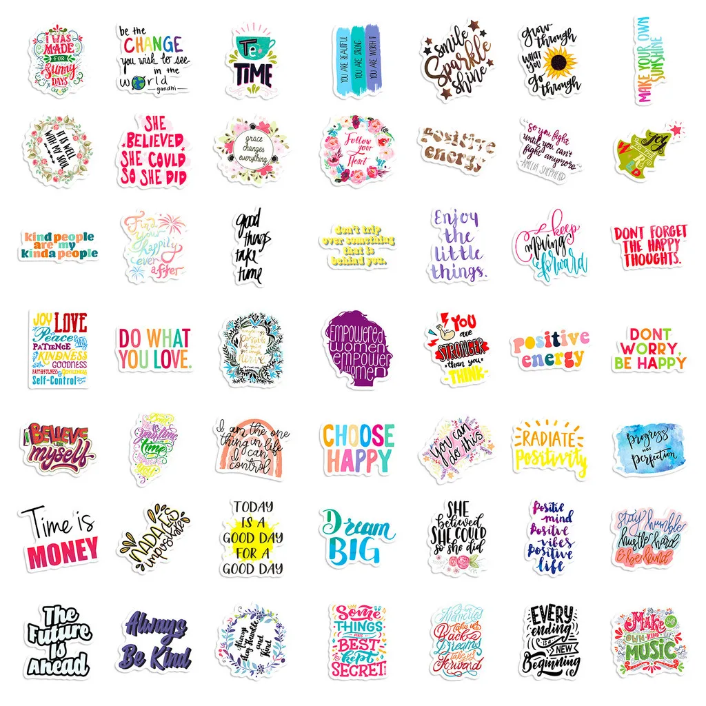 100PCS Inspirational Phrase Graffiti Stickers - 4 Sheets, Decor for Notebook, Phone & Water Cup AnimeWorlds Store