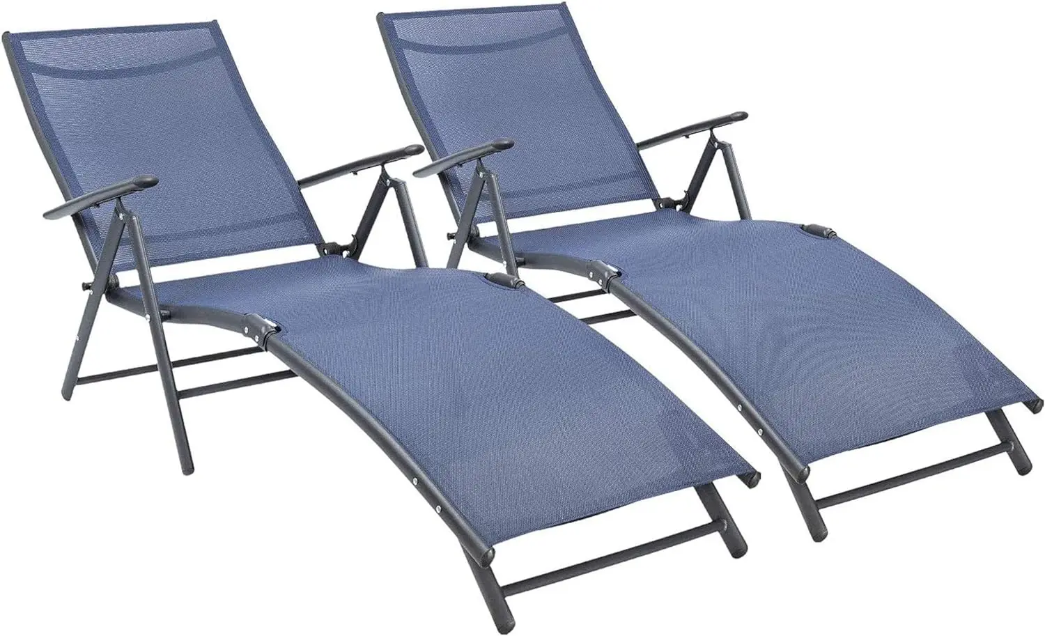 

Patio Lounge Chairs Adjustable Chaise Lounge Chairs Folding Outdoor Recliners Set of 2 for Beach, Pool and Yard