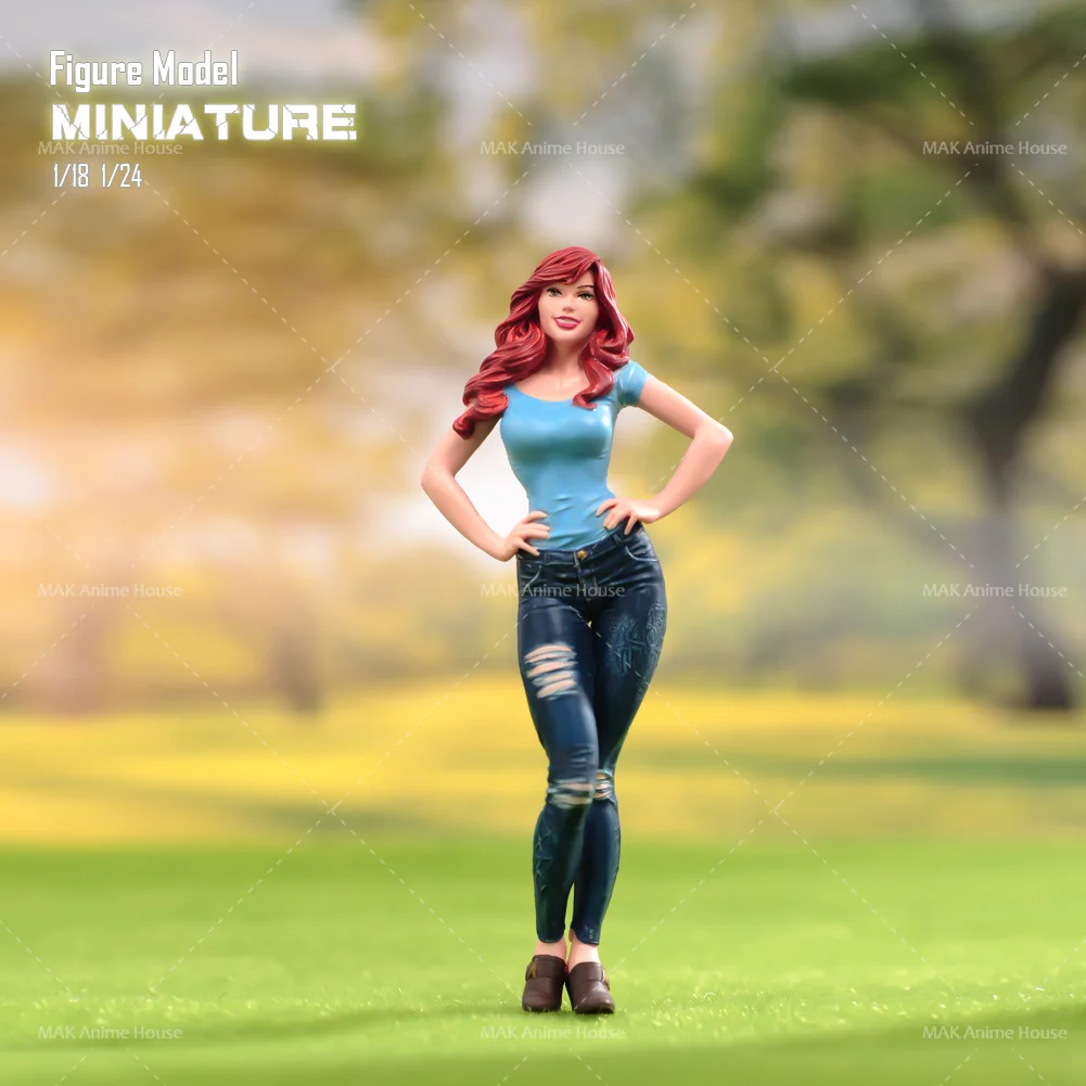 

Painted Miniatures 1/87 1/64 1/43 1/24 1/18 Sexy Curly Hair Waist Pinching Beauty Scene Figure Model Scene Decoration Doll Toys