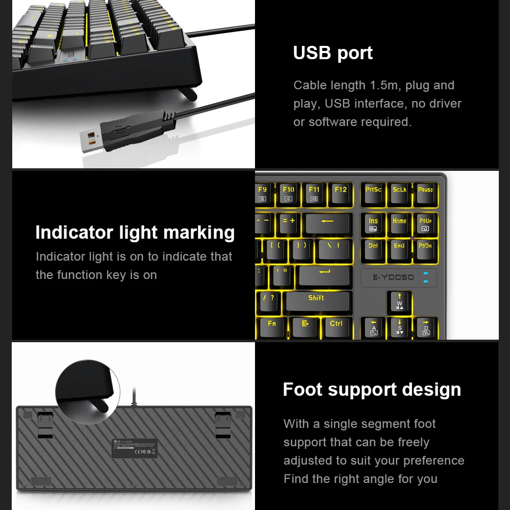 よっしー E-YOOSO Z87 USB Mechanical Gaming Wired Keyboard Red Blue Switch