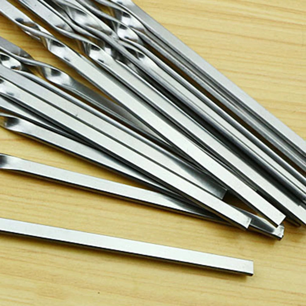 

10pcs Stainless Steel Barbecue Sticks Reusable 35cm BBQ Skewers Anti Rust Cooking Tools for Outdoor Party Camp