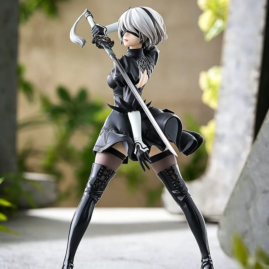 Hot Sale 18CM Yorha 2B Black and White Series Anime Figure PVC Collectible Action Figures Model Doll Statuette Gift Figurine - view 4