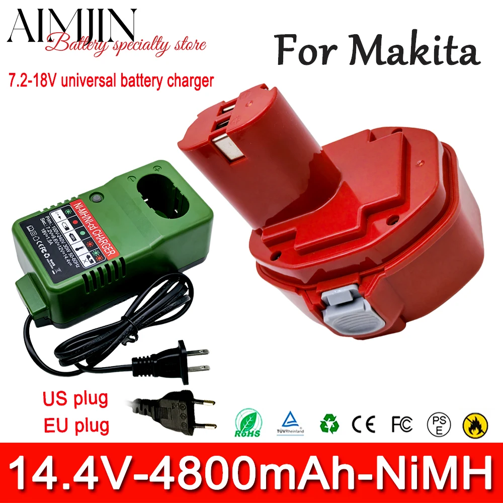 4.8Ah 14.4V for Makita NiMH battery PA14 1420 1422 1433 1434 1435 1435F 192600-1 193985-8 192699 193157-5 193158-3 with charger