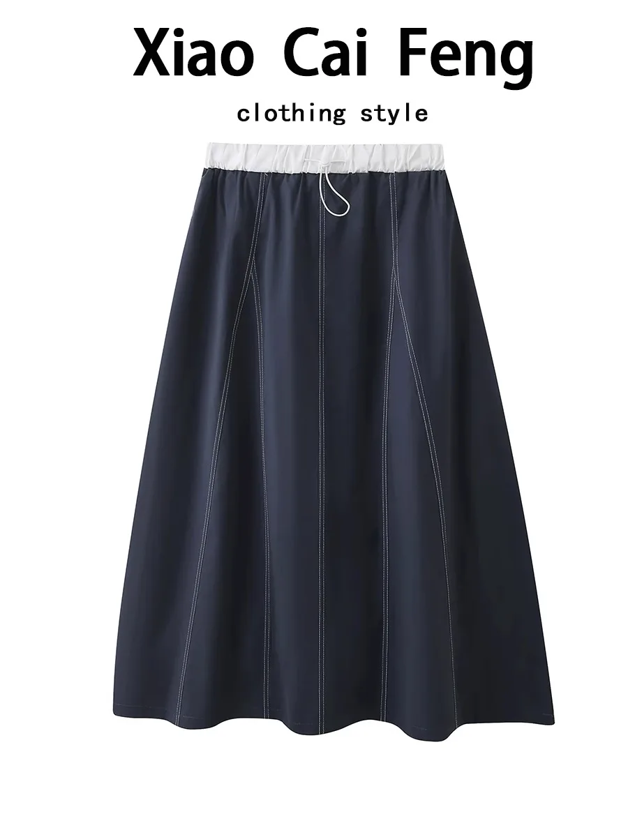 

Корейская свободная юбка трапециевидной формы с высокой талией, женская летняя юбка-карандаш выше колена Utili с открытым дизайном цветочного бутона S