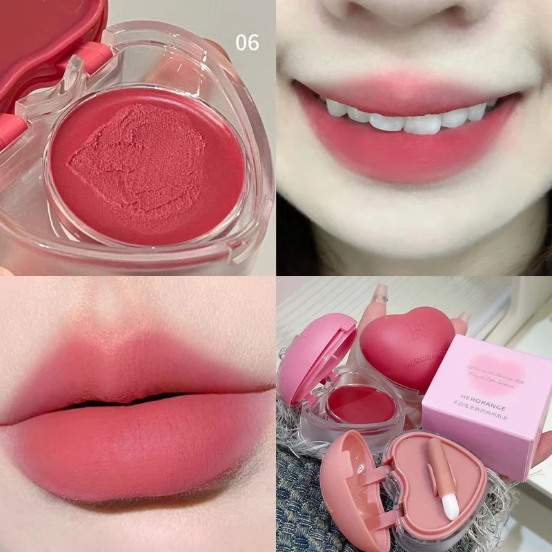 Lip&cheek Dual-purpose Lip Mud Lipstick Natural Matte Peach Blusher Cream Makeup Lasting Non-stick Cup Red Lip Tint Mousse Blush