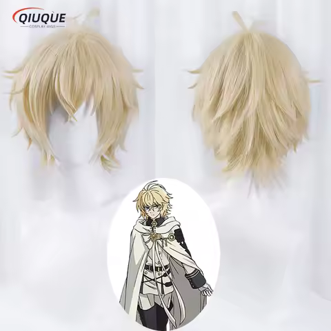 Anime Seraph Of The End Mikaela Hyakuya Cosplay Wig Short Light Blond Heat Resistant Synthetic Hair Halloween Wigs + Wig Cap