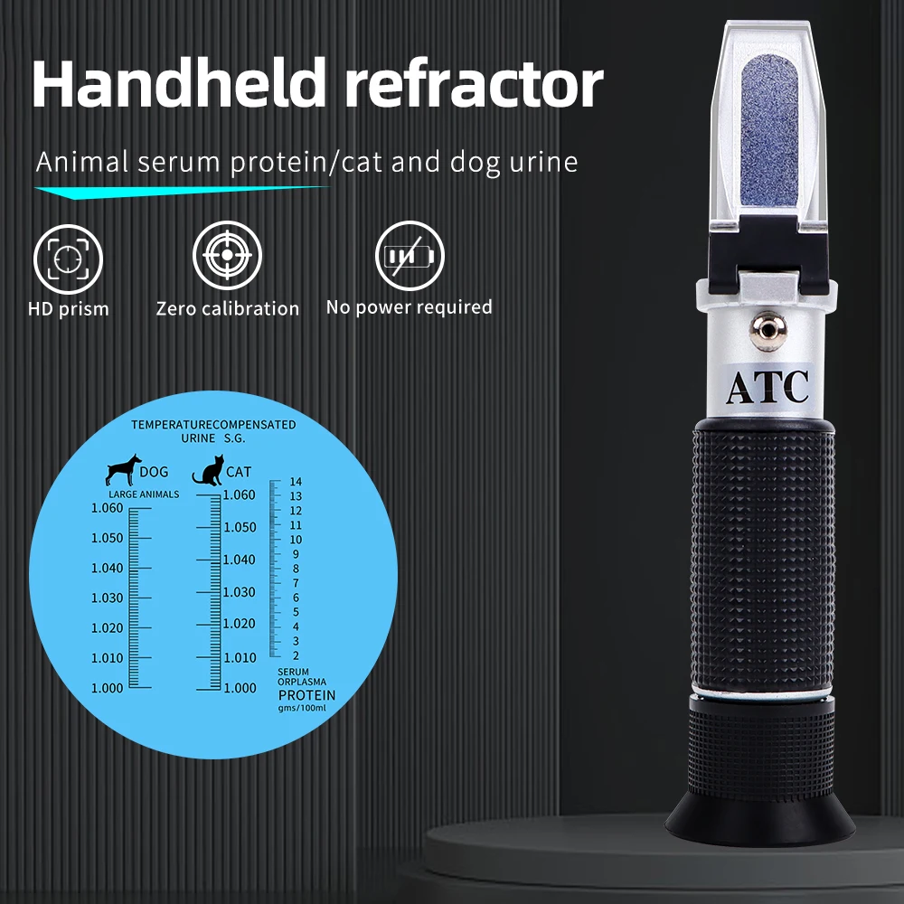 Handheld Animal Clinical Refractometer 1.000-1.060RI Animal Serum Protein Refractometer Cat Dog Urine Specific Gravity Refractor