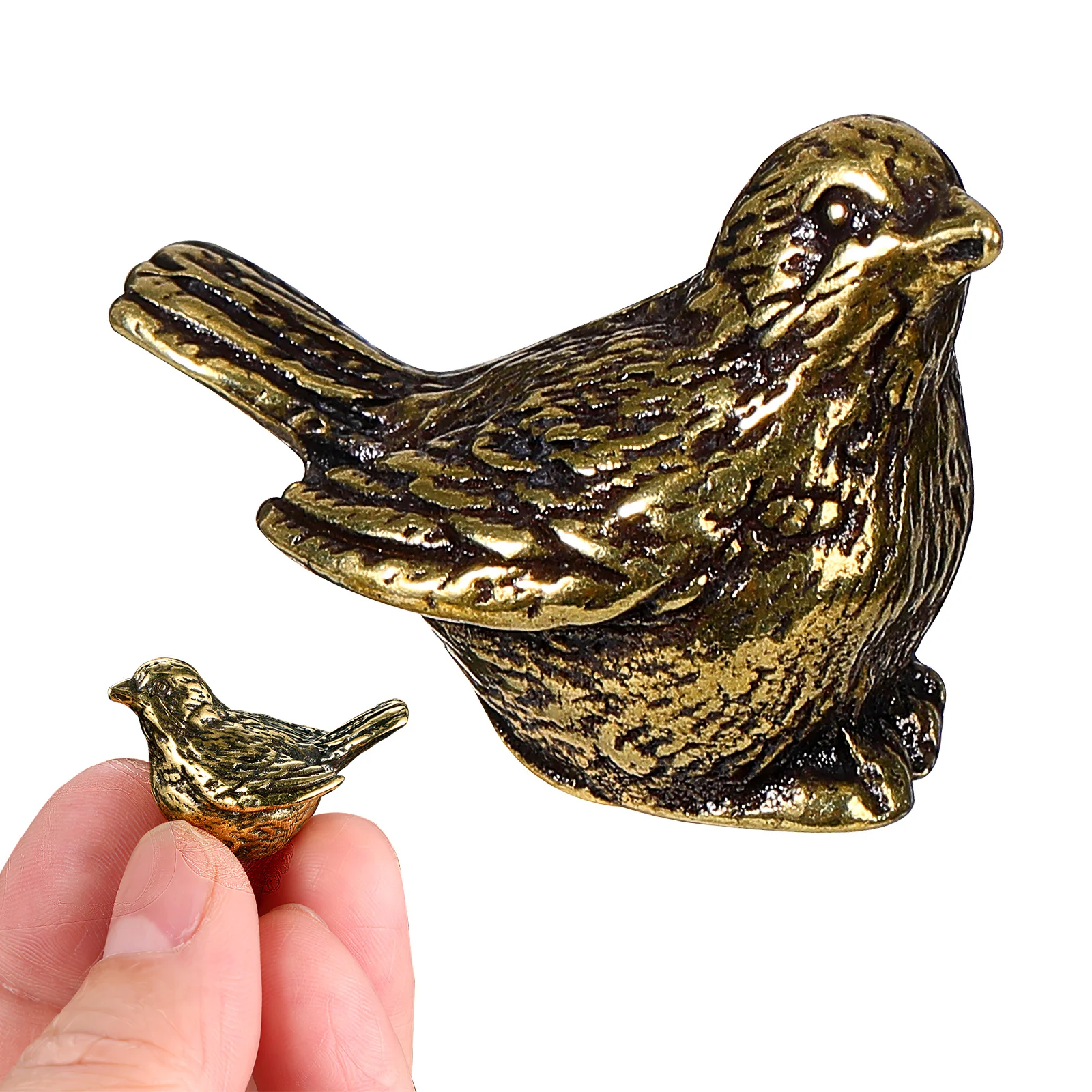 

Retro Birds Statue Brass Sparrow Home Office Desktop Decor Small Bird Decoration Brass Craft Decor Tabletop Bird Statuette