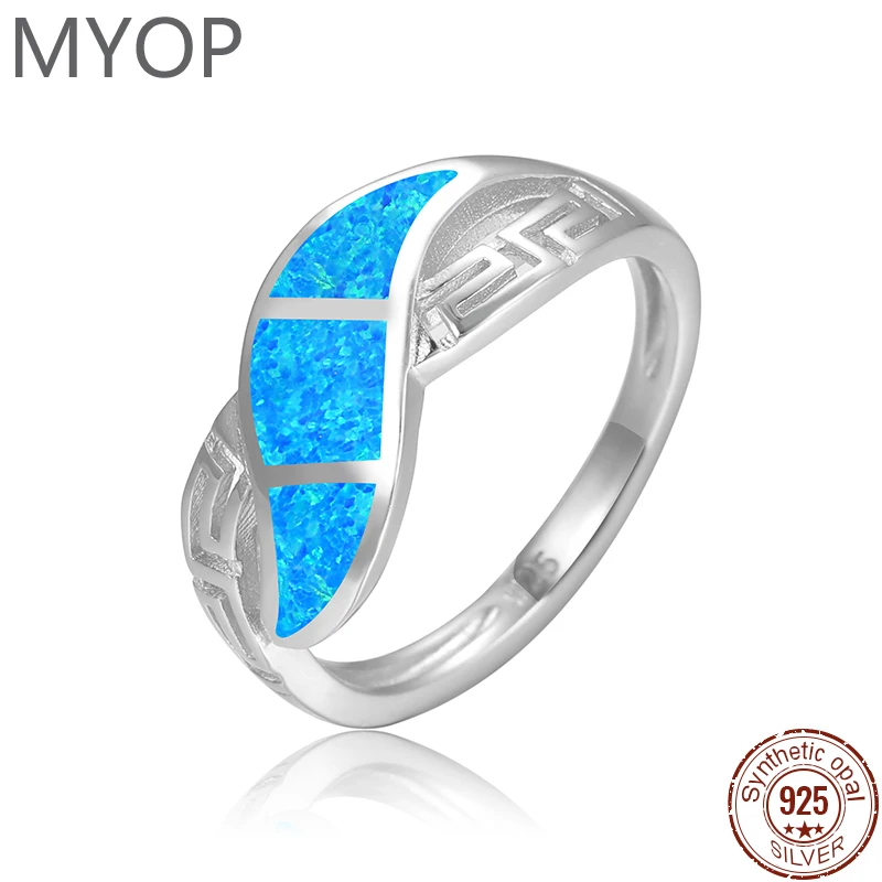 MYOP New Fashion Classic Simple Fire Opal Ring 925 Sterling Silver Women Anniversary Jewelry Special Gift