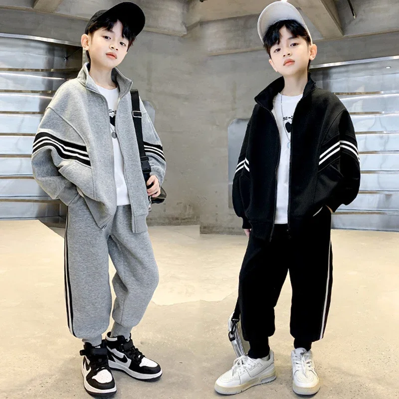 

Spring Autumn Teenager Boys Clothes Suits Children New Fashion Zipper Coat + Pants 2Pcs Outfits Kids Tracksuit 4 6 8 10 12 Years