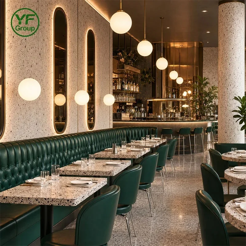 Modern Luxury Comfortable Leather Restaurant Furniture Booth Seating Tufted Button Back Banquette for Hotel bar Cafe