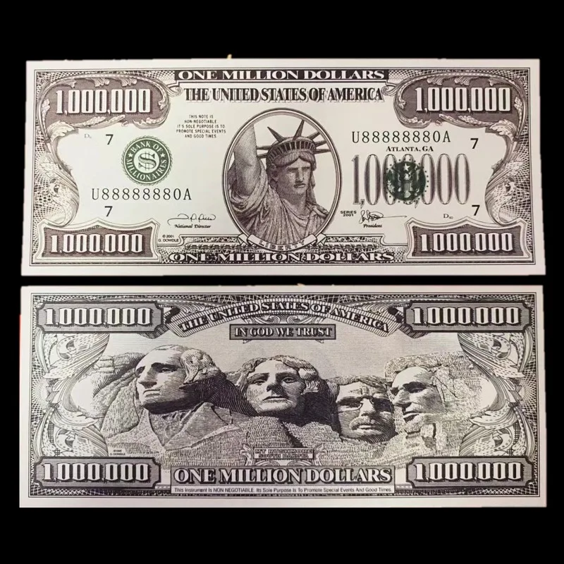

5~100pcs Statue of Liberty One Million Dollars Bills Paper Money UV Anti-counterfeiting Serial Number Banknotes Non-currency