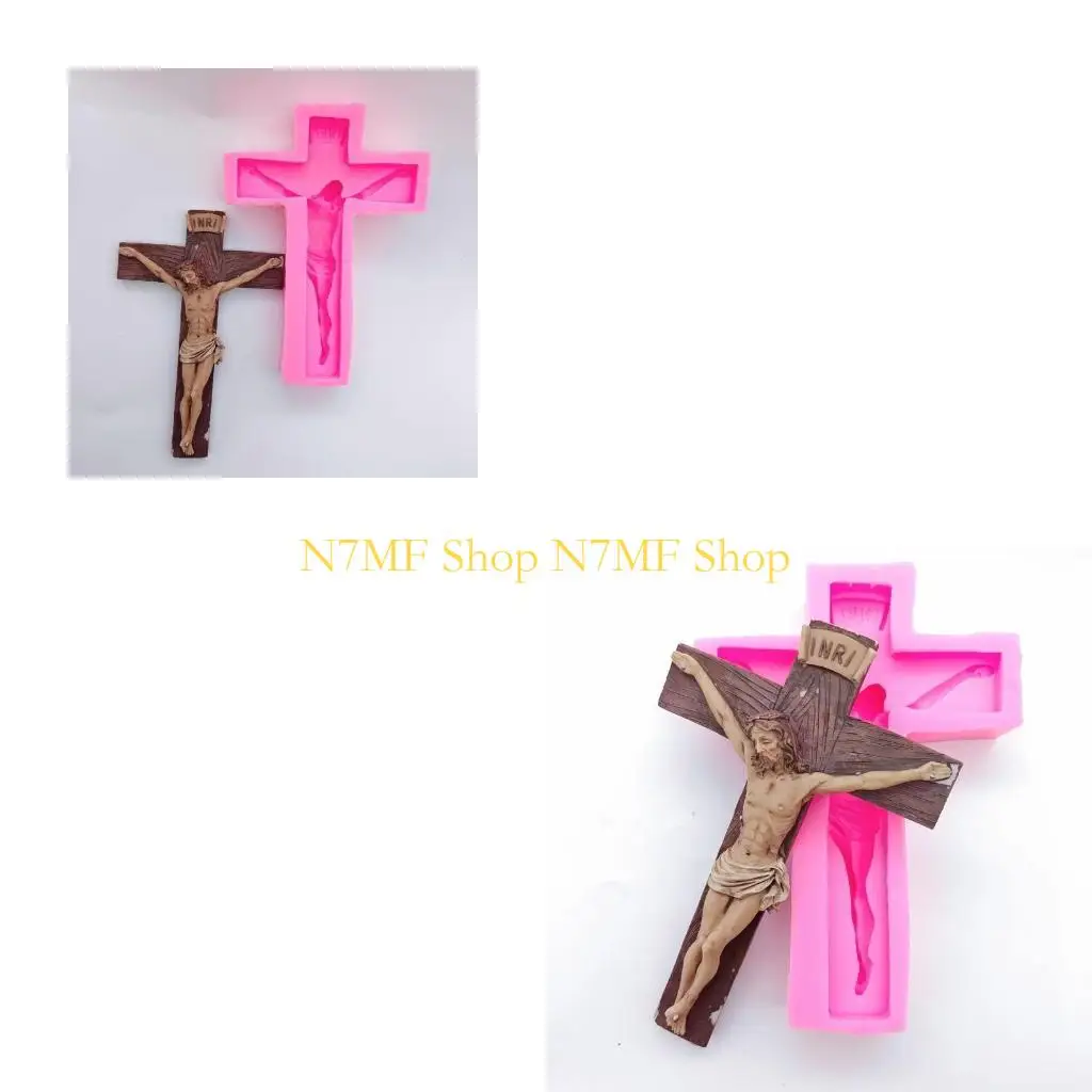 

N7MF Wall Hanging Ornament for DIY Craft Jesus-Crucifix Wall Pendant Resin Epoxy Mold