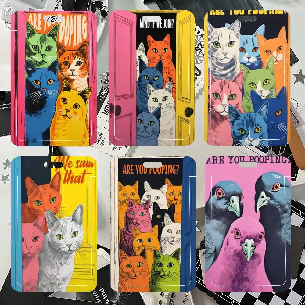 

Are You Pooping Funny Cat ID Card Holder Neck Strap Pendant Door Badge Holder Lanyards Keychain Work Credential Case Gift