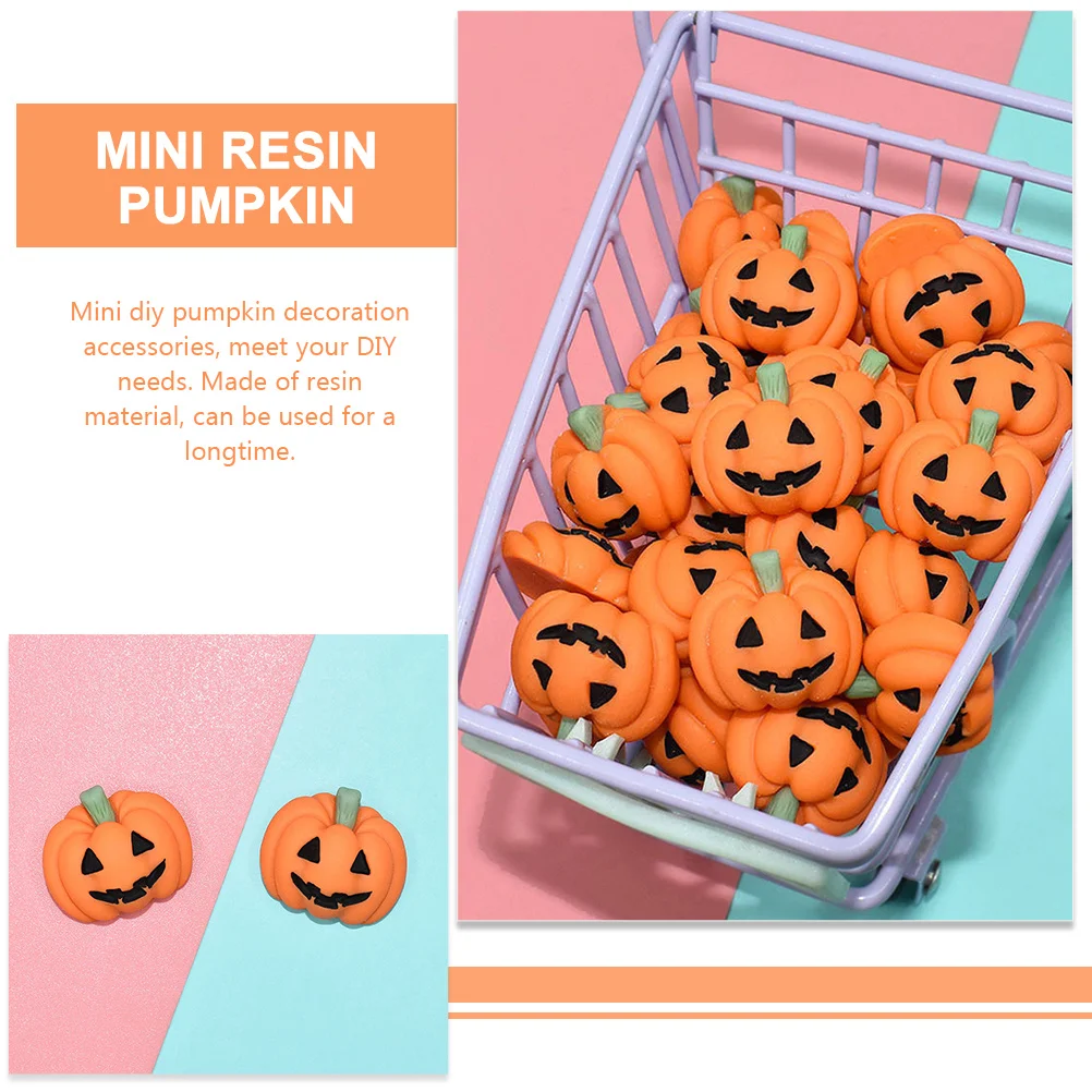 50 قطعة صغيرة الراتنج اليقطين السحر السائبة الصغيرة DIY بها بنفسك اليقطين ديكور للحرف جراب هاتف صنع المجوهرات ديكور الهالوين #6