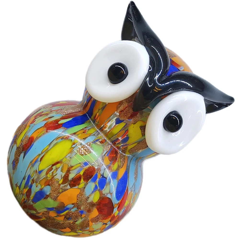

Colorful Hollow Glass Owl Statue Ornament Desktop Decor for Living Room Office Home Shelf Display Decorative Animal Craft