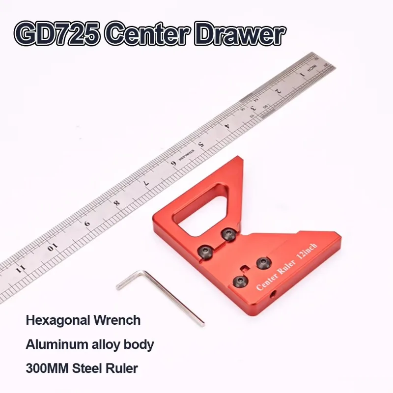 Steel Ruler Positioning Block Scriber Line Marking Gauge 45/90 Degree Angle Scribe Center Line Ruler Aluminum Alloy Layout Tool