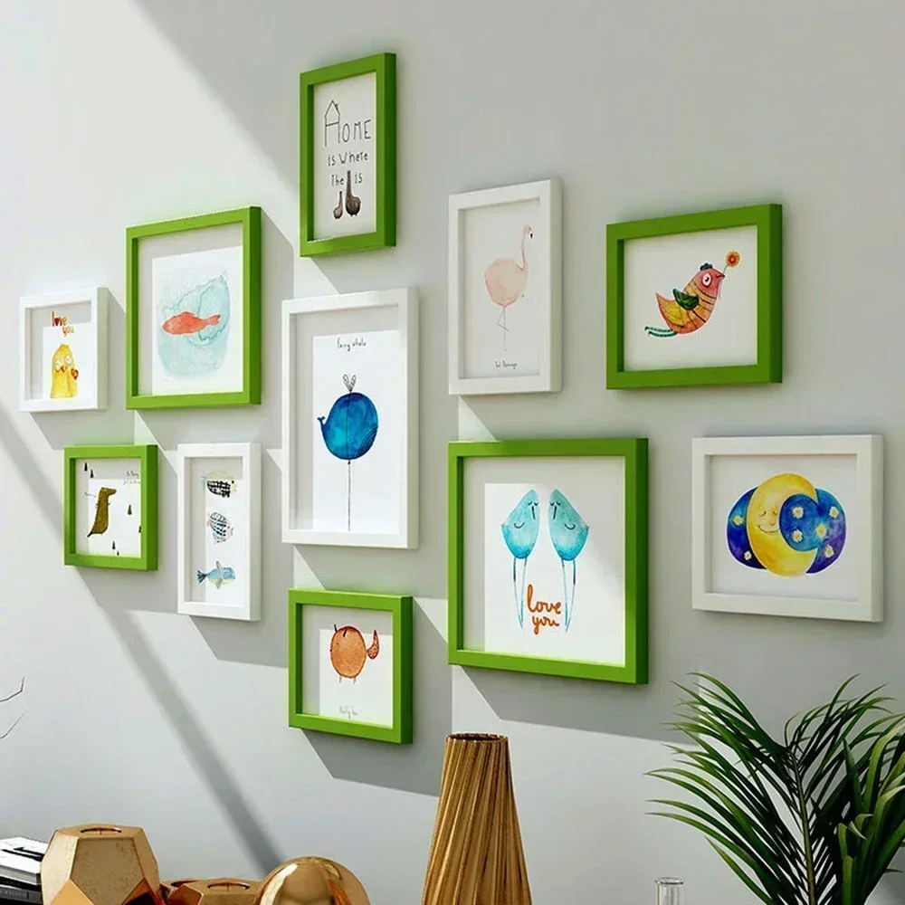11pcs Wooden Photo Frames 5x7 inch Wall Mounted Set