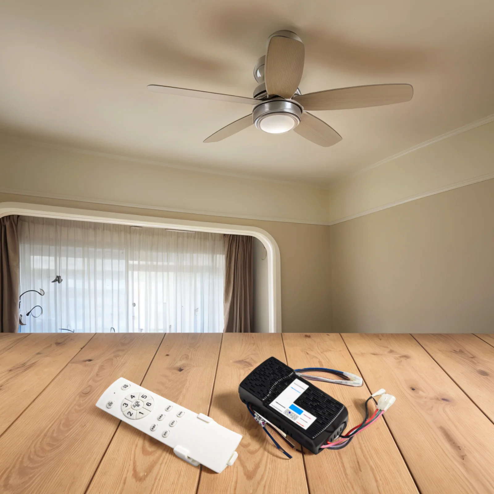 

For Ceiling Fan 433MHz Fan Remote 6-Speed Fan Light Remote Anti-theft Light Mode Delayed Shutdown Easy Installation