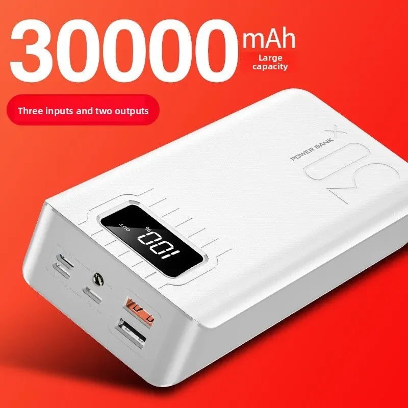 2027 New 30000mAh Portable Power Bank, External Battery with Digital Display LED Flashlight Multi USB Ports Powerbank for Phone