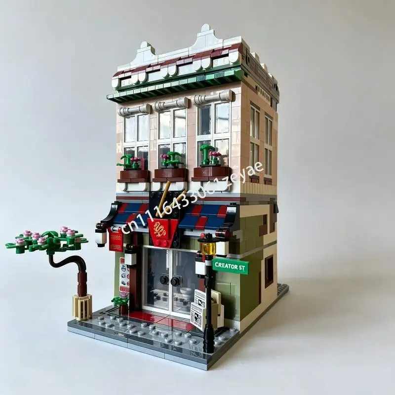 1461PCS Noodle Restaurant Arcade Modular MOC Creative Street View Model Custom Building Blocks DIY Assembly Educational Toy Gift