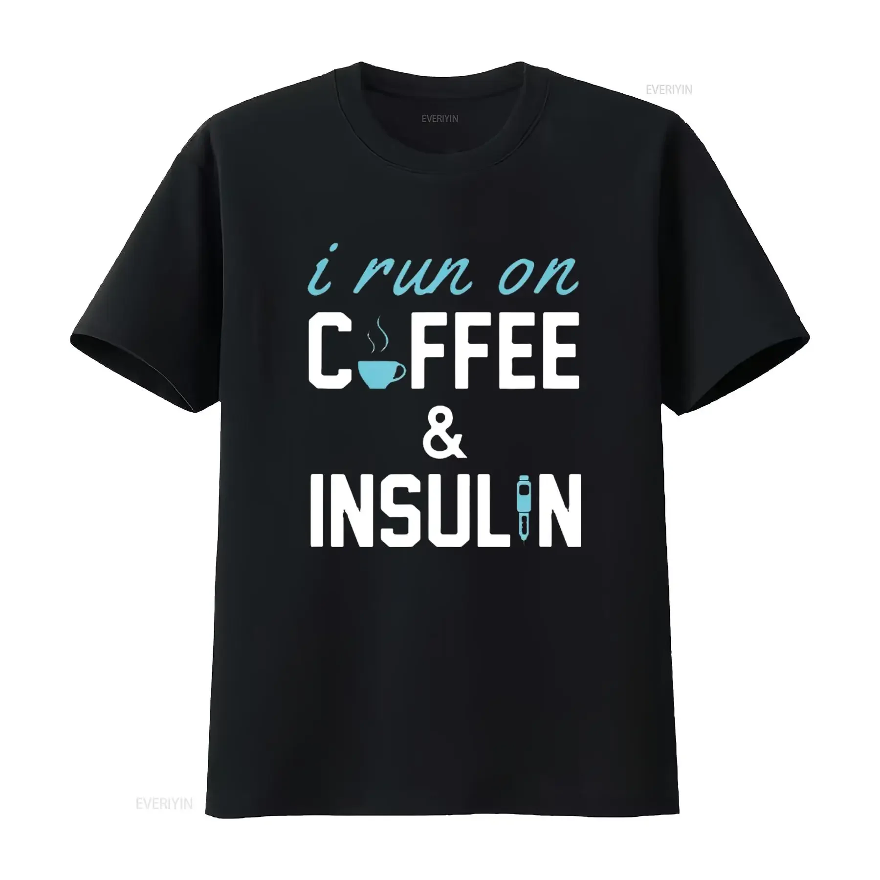 

Мужская футболка I Run On Coffee And Insulin с забавной цитатой, черная, большая, винтажная, мягкая, мужская, повседневная, слегка, удобная