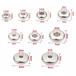 20/30PCS 3-9mm Stainless Steel Charm Spacer Beads Flat Round Loose Hole Beads for DIY Jewelry Bracelet Making Supplies Accessory